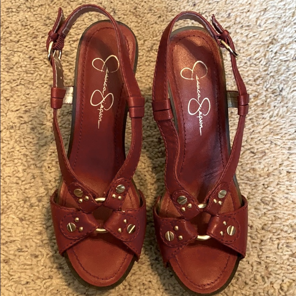 Jessica Simpson Burnt Brown NEW open toe heel